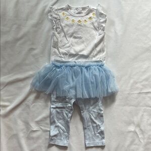 Little Me White and Blue Matching Outfit 12 Months